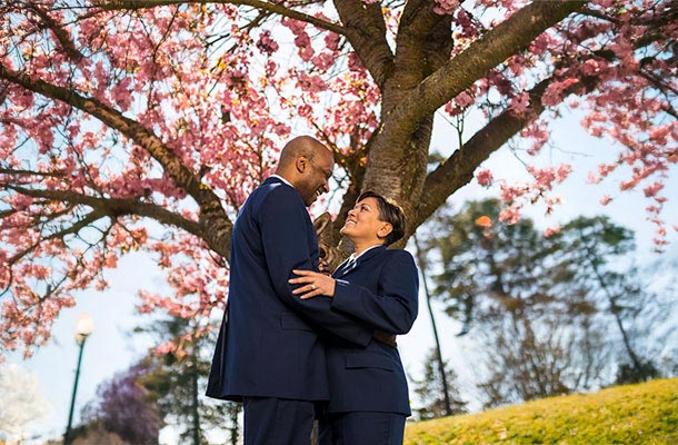 USBA supports active duty couples- service members embracing.