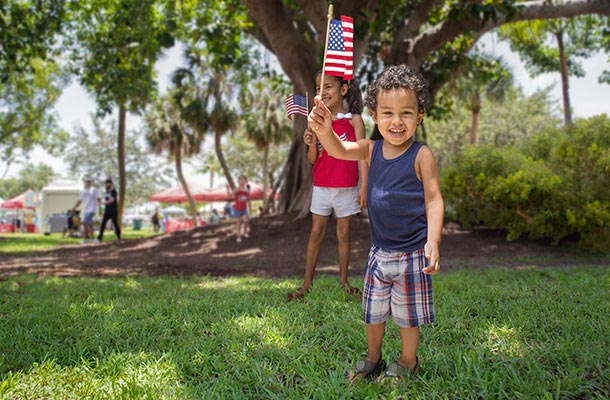 USBA celebrates Independence Day- Kids with American flags